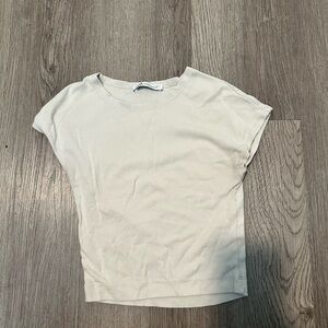 Zara White Fitted Crop Top T-Shirt